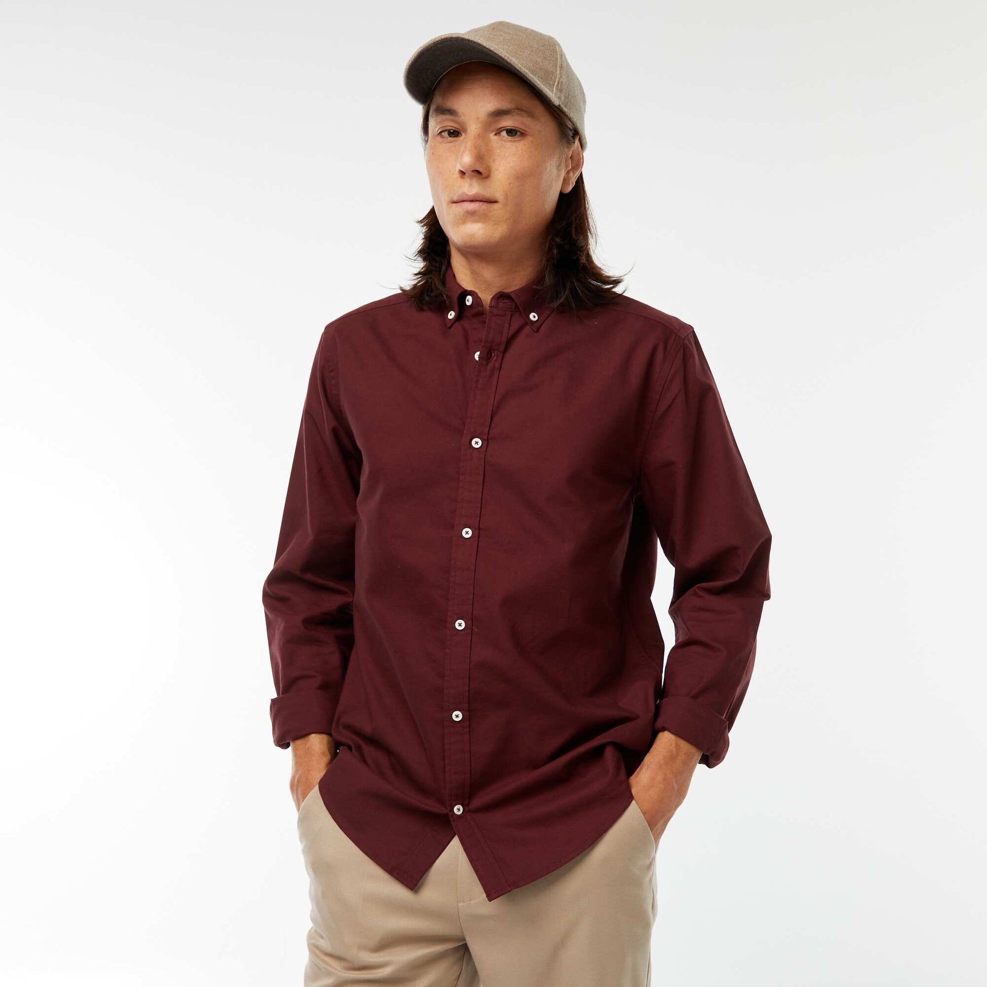 Chemise oxford regular fit ROUGE