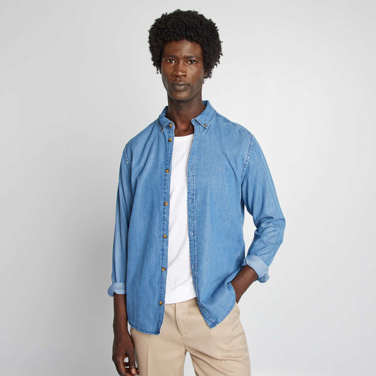 Chemise regular en lyocell Bleu