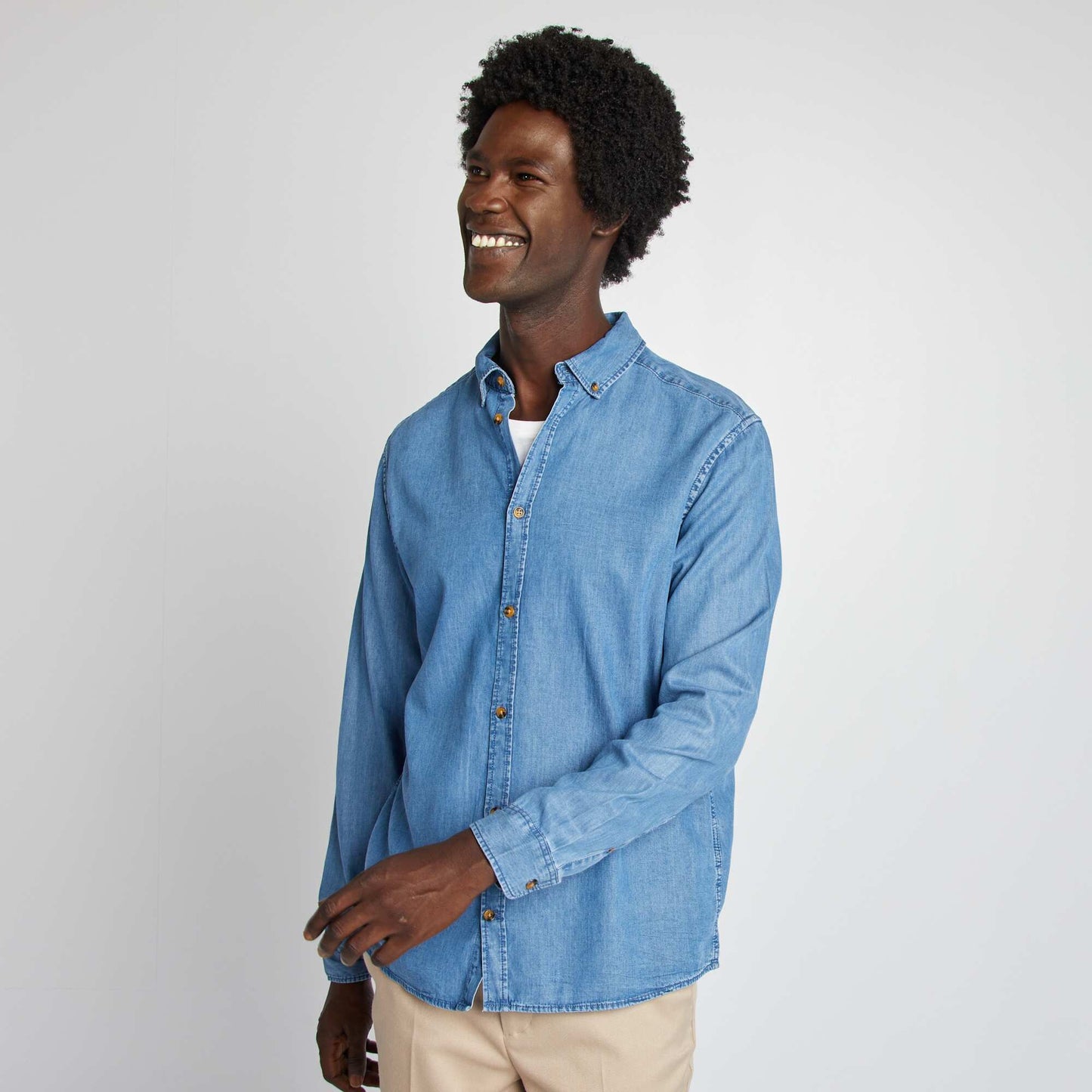 Chemise regular en lyocell Bleu