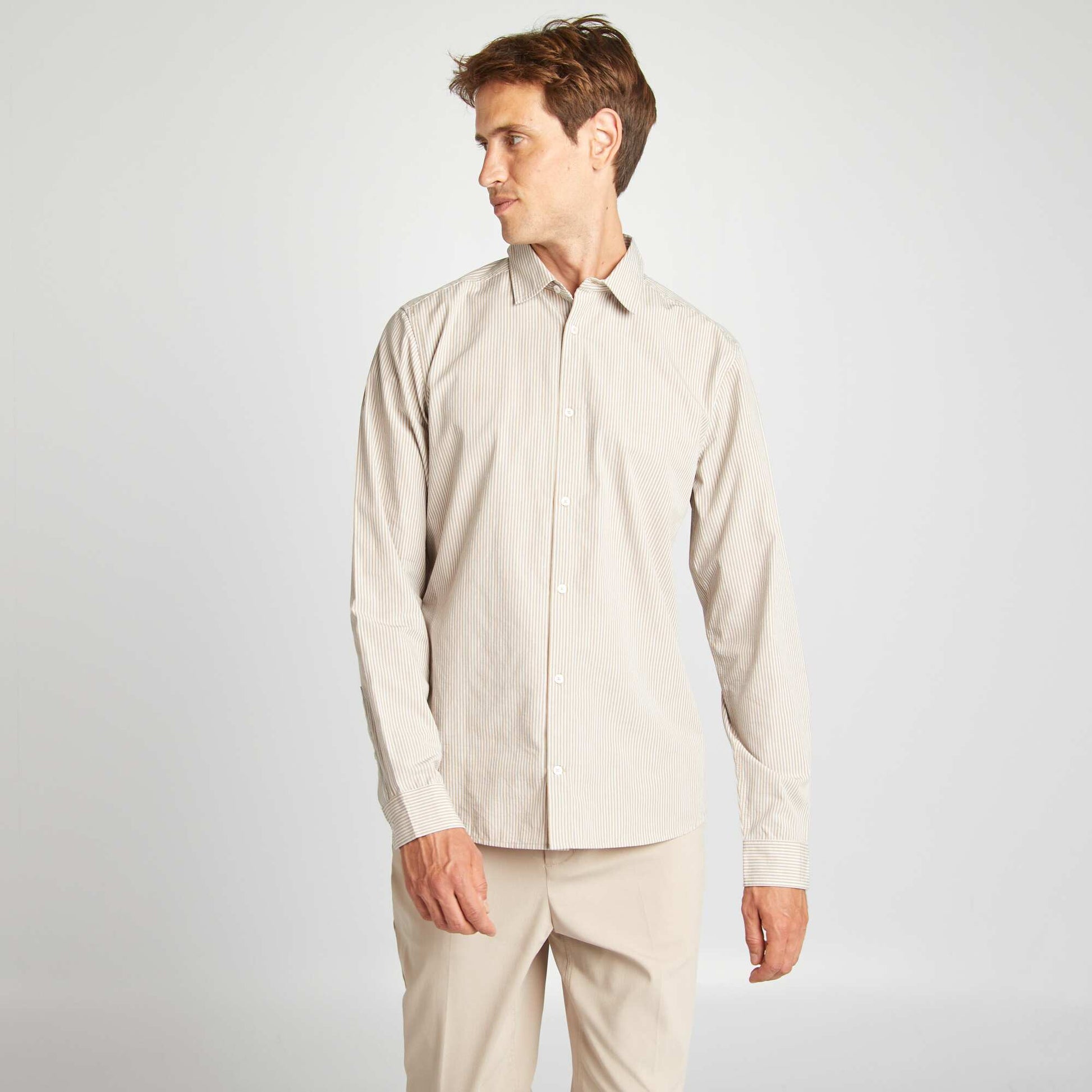 Chemise rayures beige