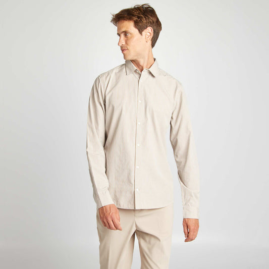 Chemise   rayures beige