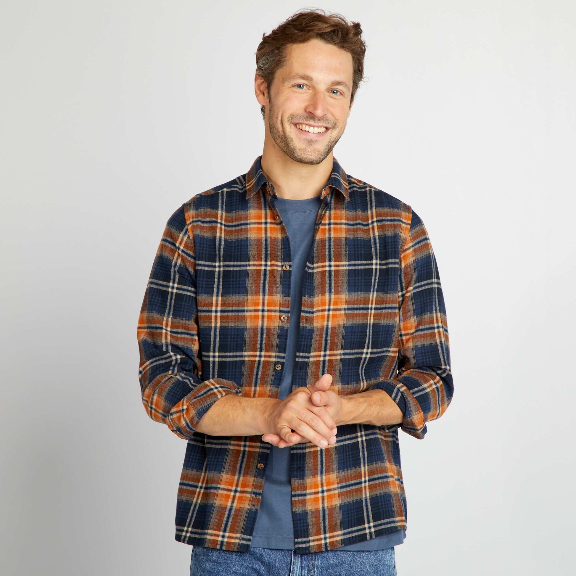 Chemise carreaux en flanelle BLEU
