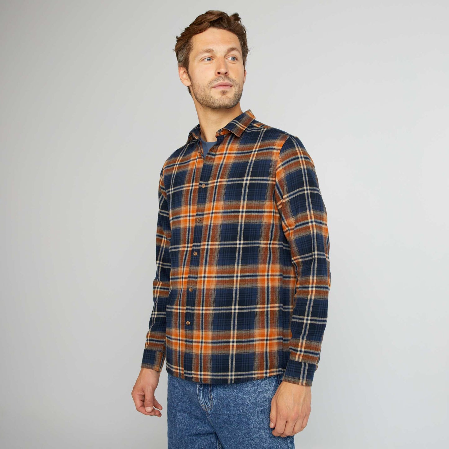 Chemise   carreaux en flanelle BLEU