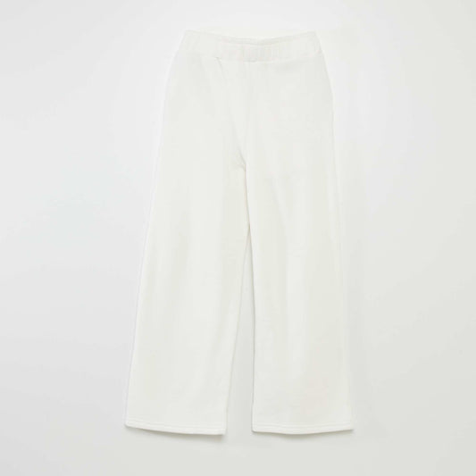 Pantalon wide leg   taille  lastiqu e blanc