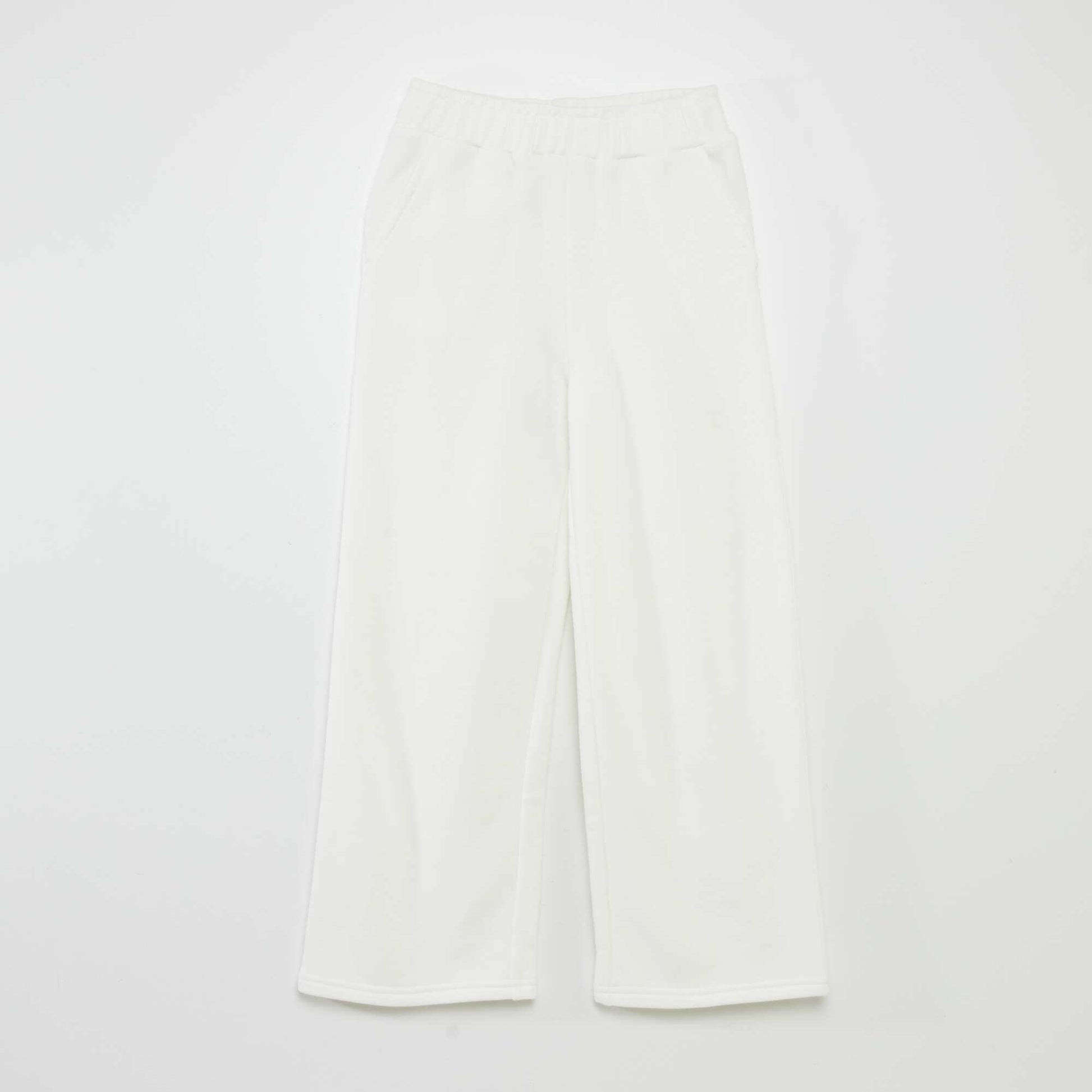 Pantalon wide leg taille lastiqu e blanc