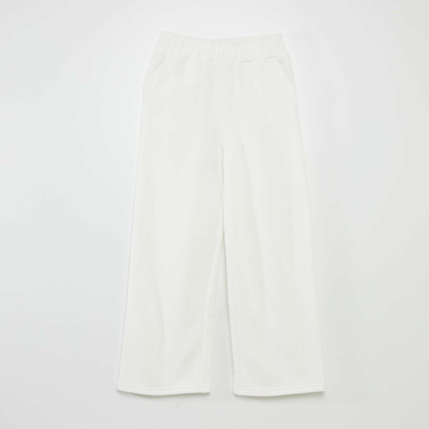 Pantalon wide leg   taille  lastiqu e blanc