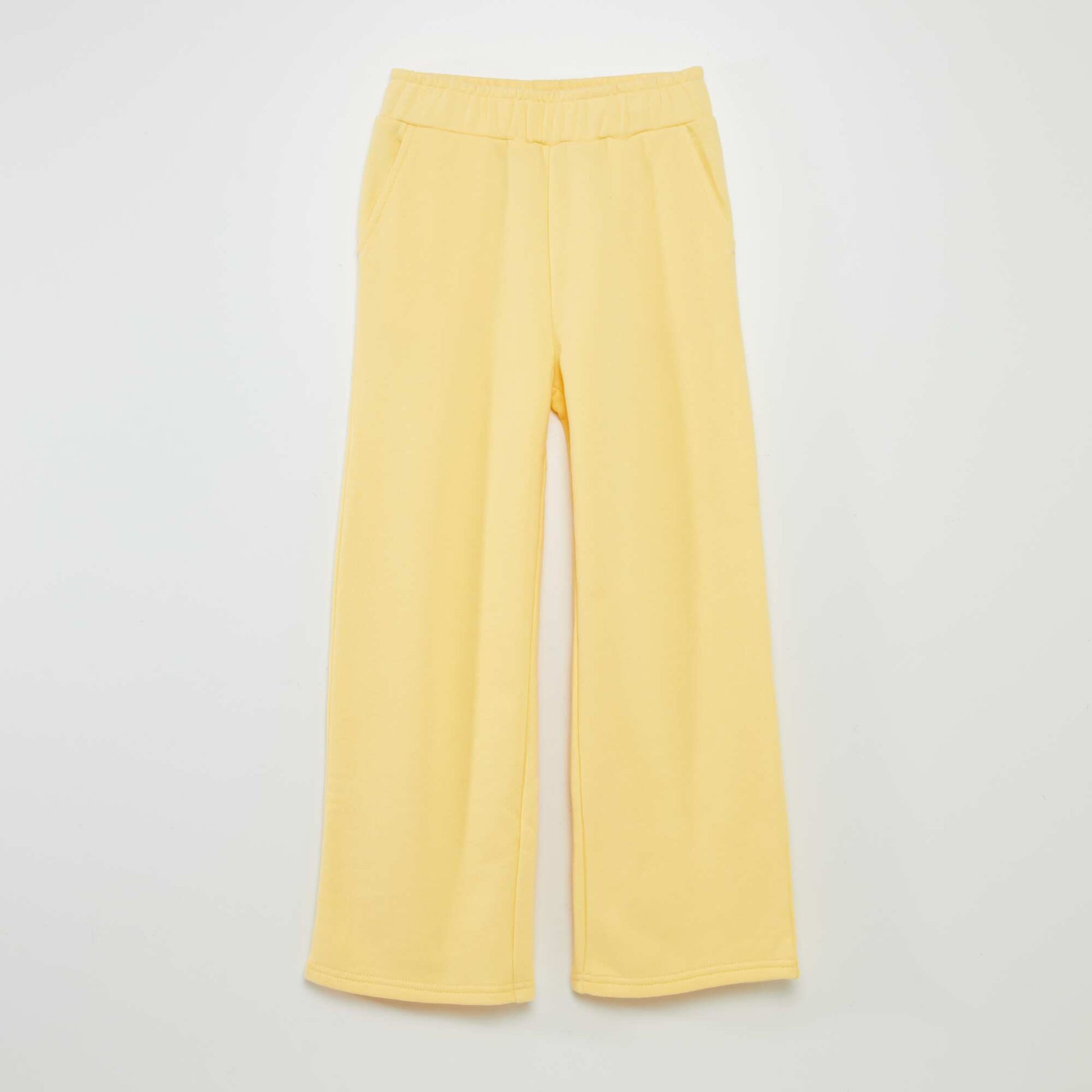 Pantalon wide leg taille lastiqu e Jaune