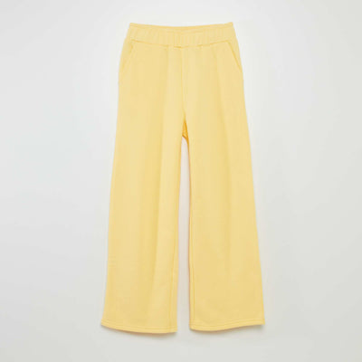 Pantalon wide leg taille lastiqu e Jaune
