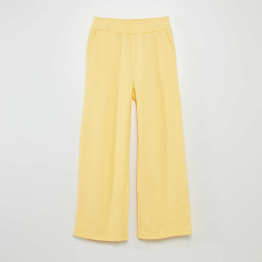 Pantalon wide leg taille lastiqu e Jaune