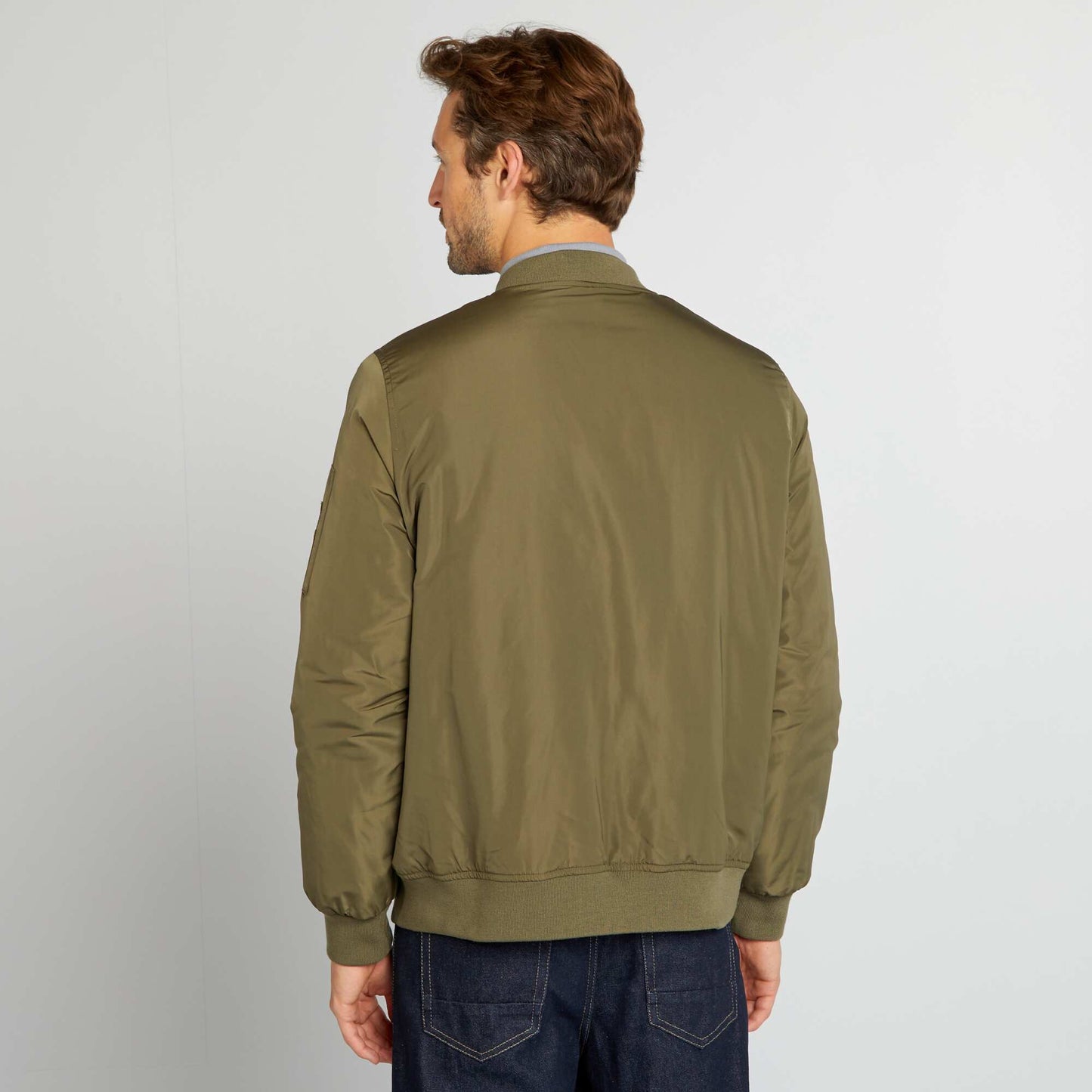 Blouson avec col ras du cou Kaki