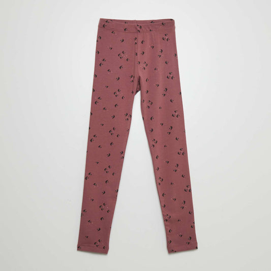 Legging long imprim Vieux rose