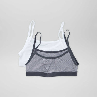 Brassi res fines bretelles en jersey - Lot de 2 Blanc/anthracite