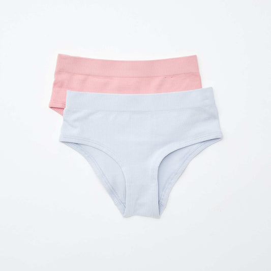 Lot de 2 shorties côtelés BLEU/ROSE