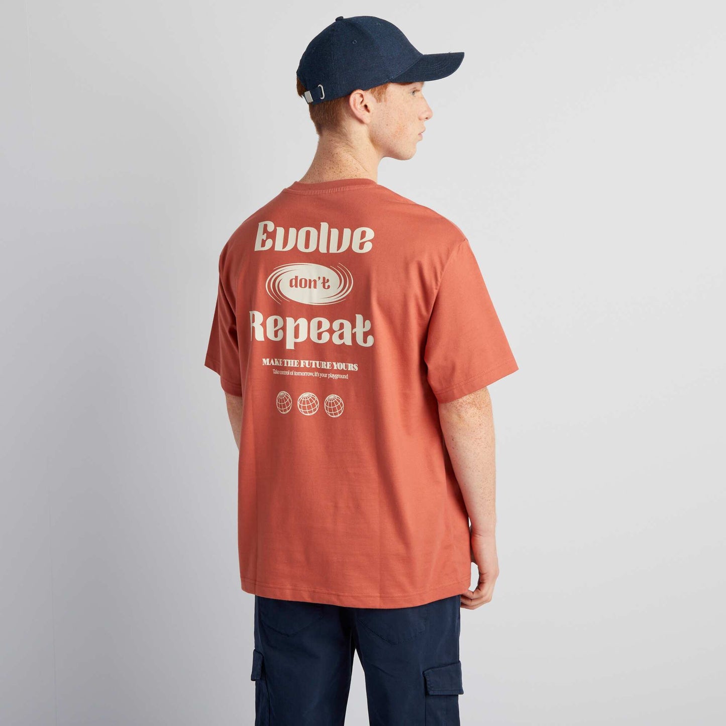 T-shirt droit   col rond et imprim  Rouge clair