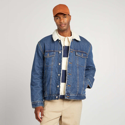 Blouson en denim type aviateur Bleu