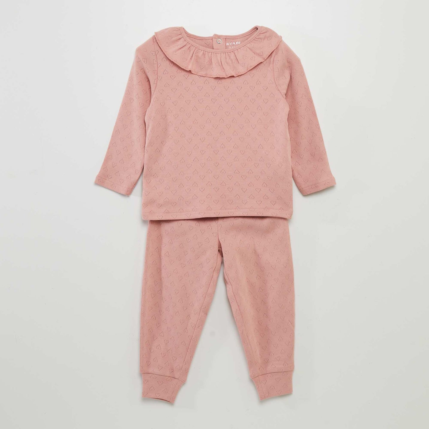 Ensemble pyjama en maille pointelle - 2 pi ces Rose