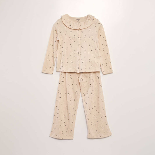 Ensemble pyjama imprim  - 2 pi ces Beige