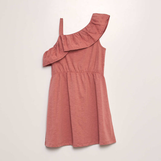 Robe col volant en broderie anglaise Rose