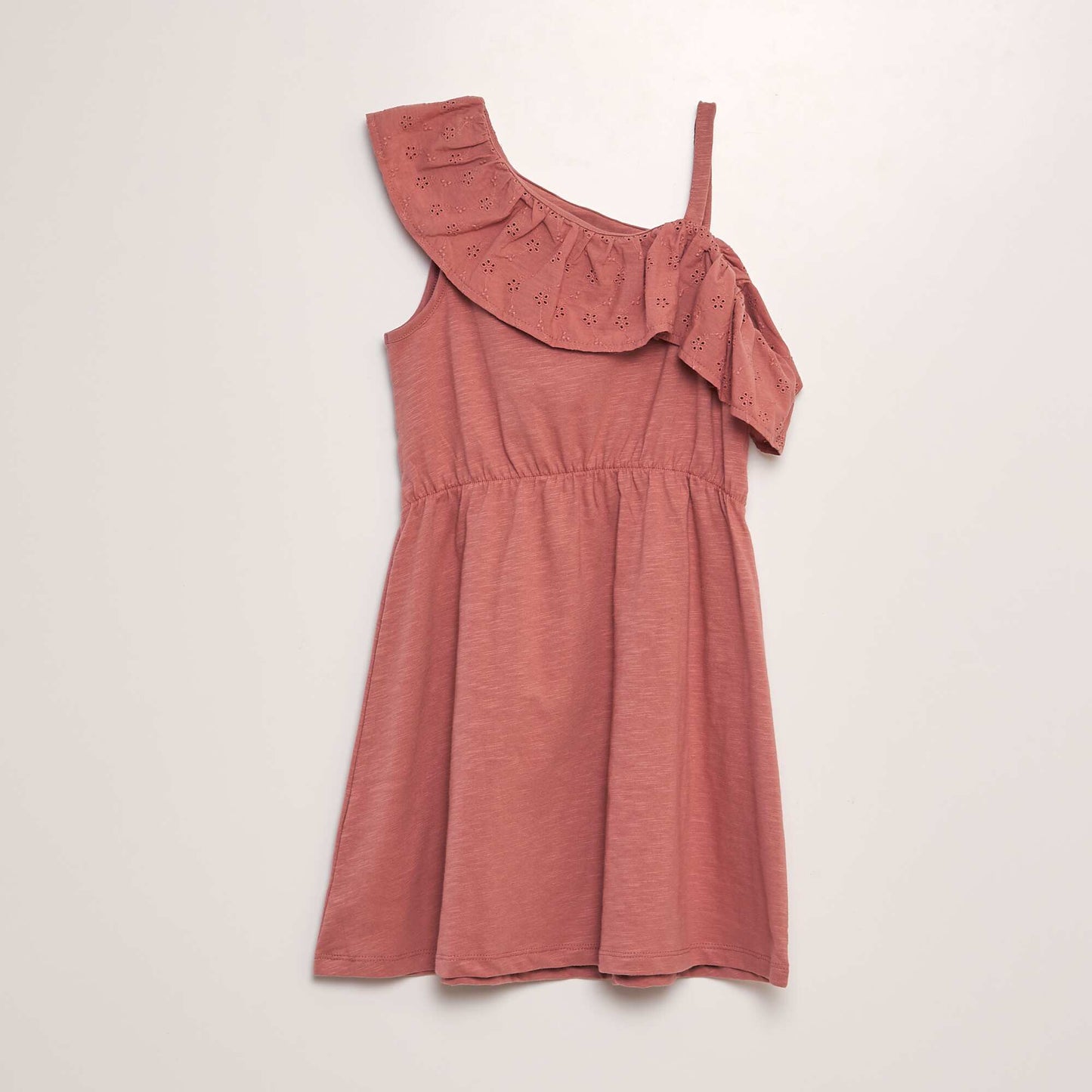 Robe col volant en broderie anglaise Rose