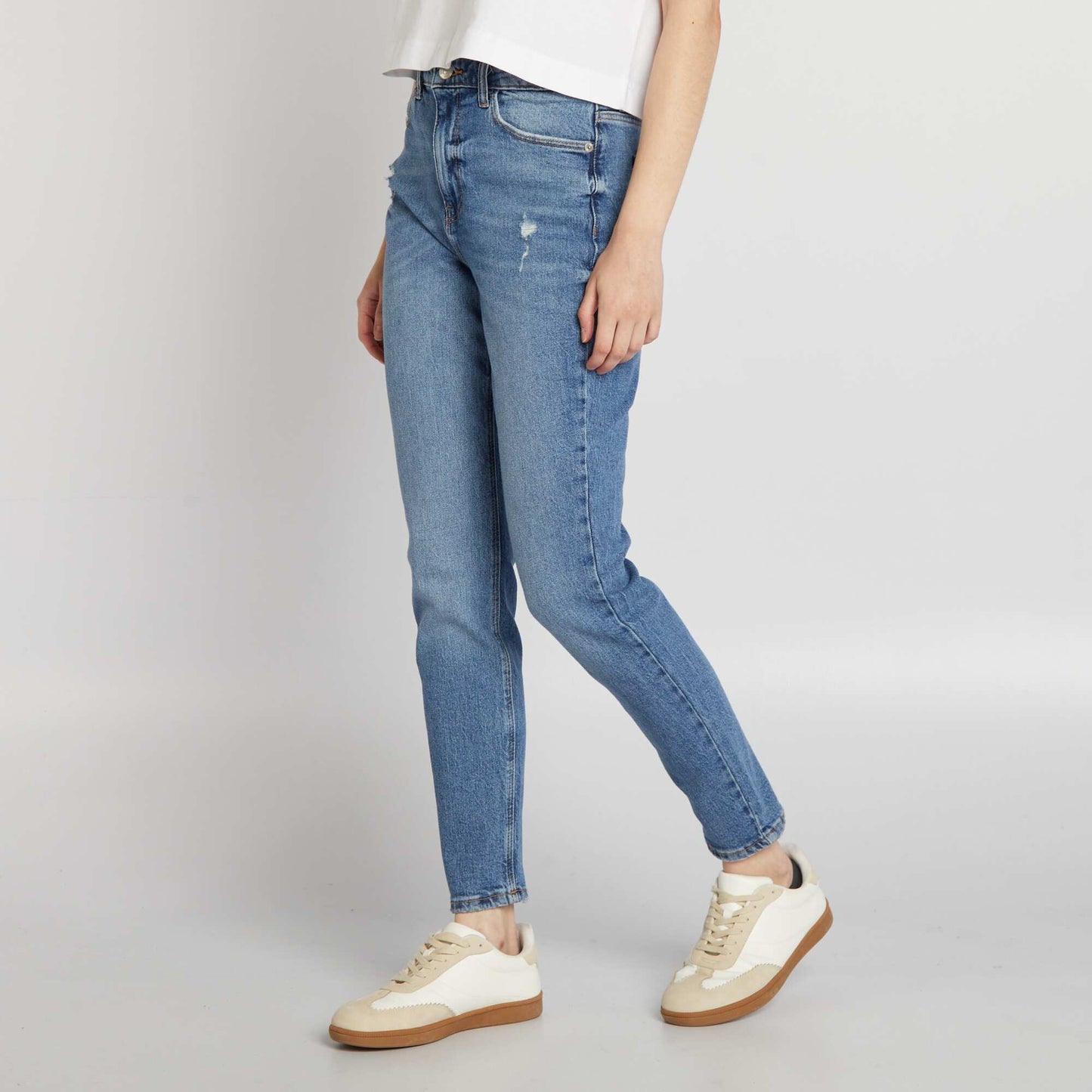 Jean slim taille haute avec abrasions Stone