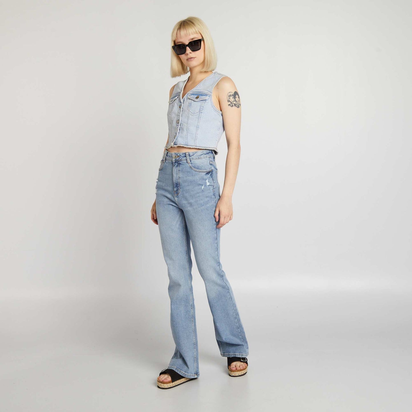 Jean flare/bootcut taille haute Bleu