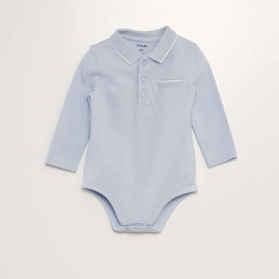 Body polo manches longues Bleu
