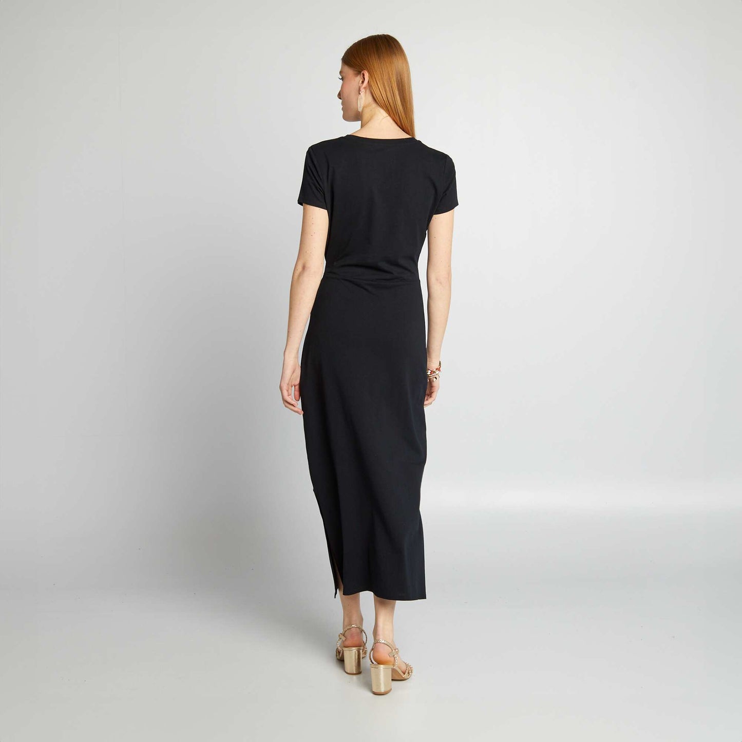 Robe midi à taille resserrée noir