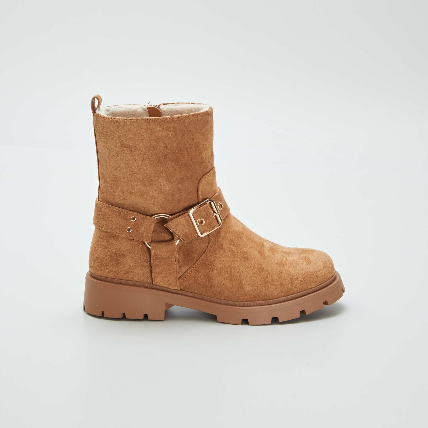 Bottes en su dine avec effet moutonn Marron