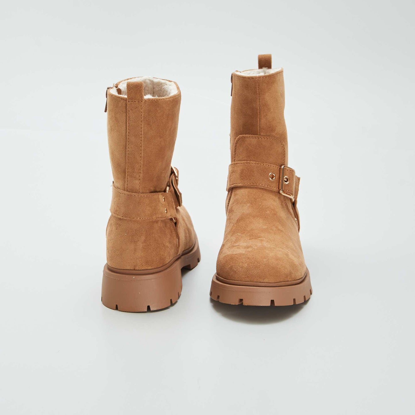 Bottes en su dine avec effet moutonn Marron