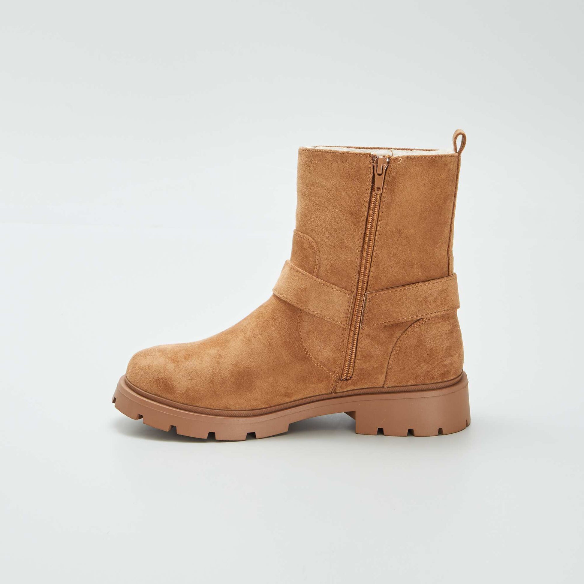 Bottes en su dine avec effet moutonn Marron