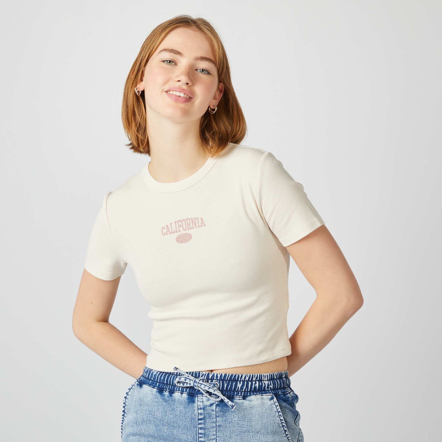 T-shirt cropped Beige