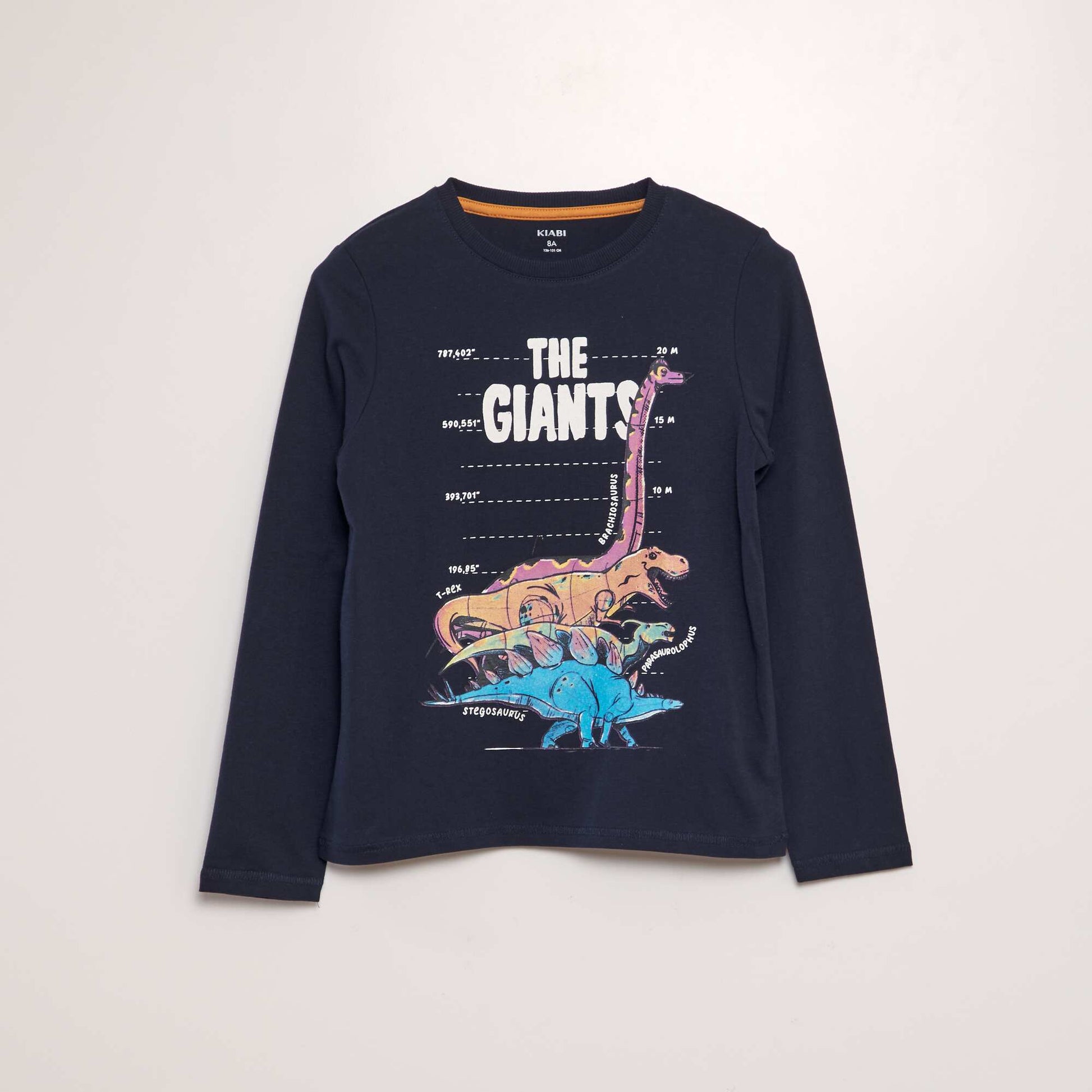 T-shirt en coton manches longues Bleu marine