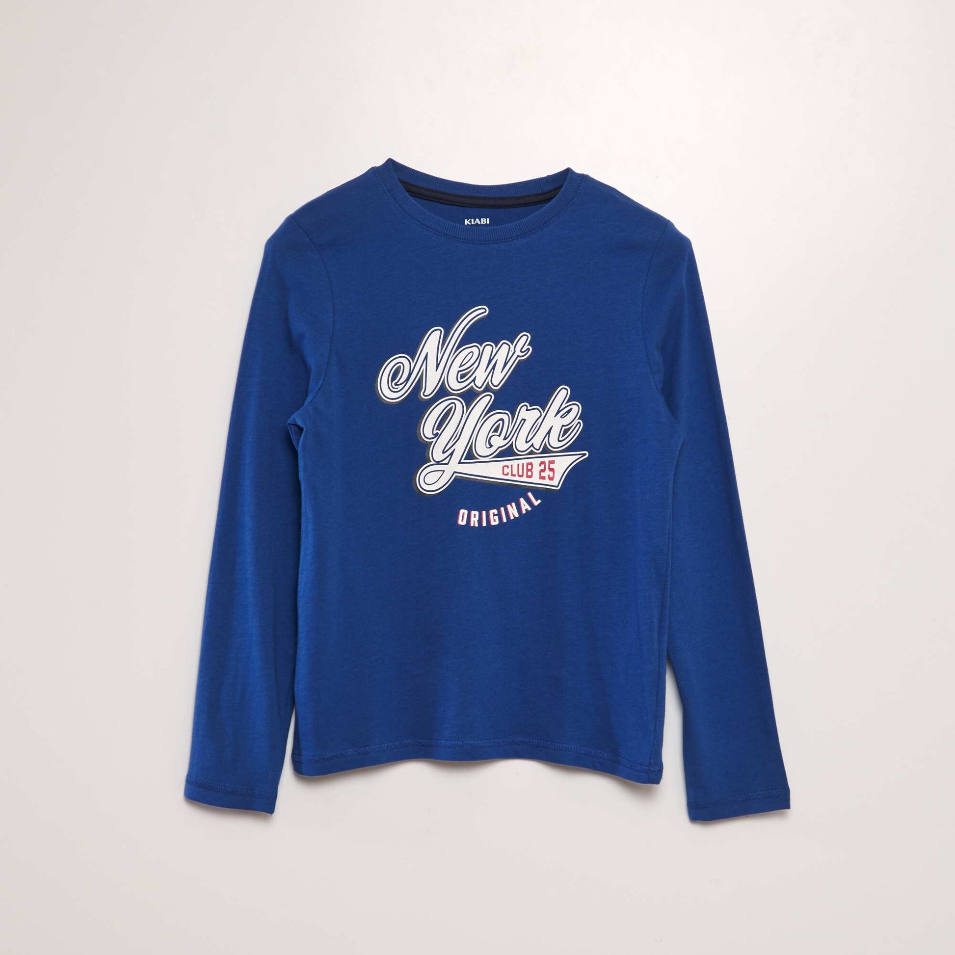 T-shirt en coton manches longues Bleu