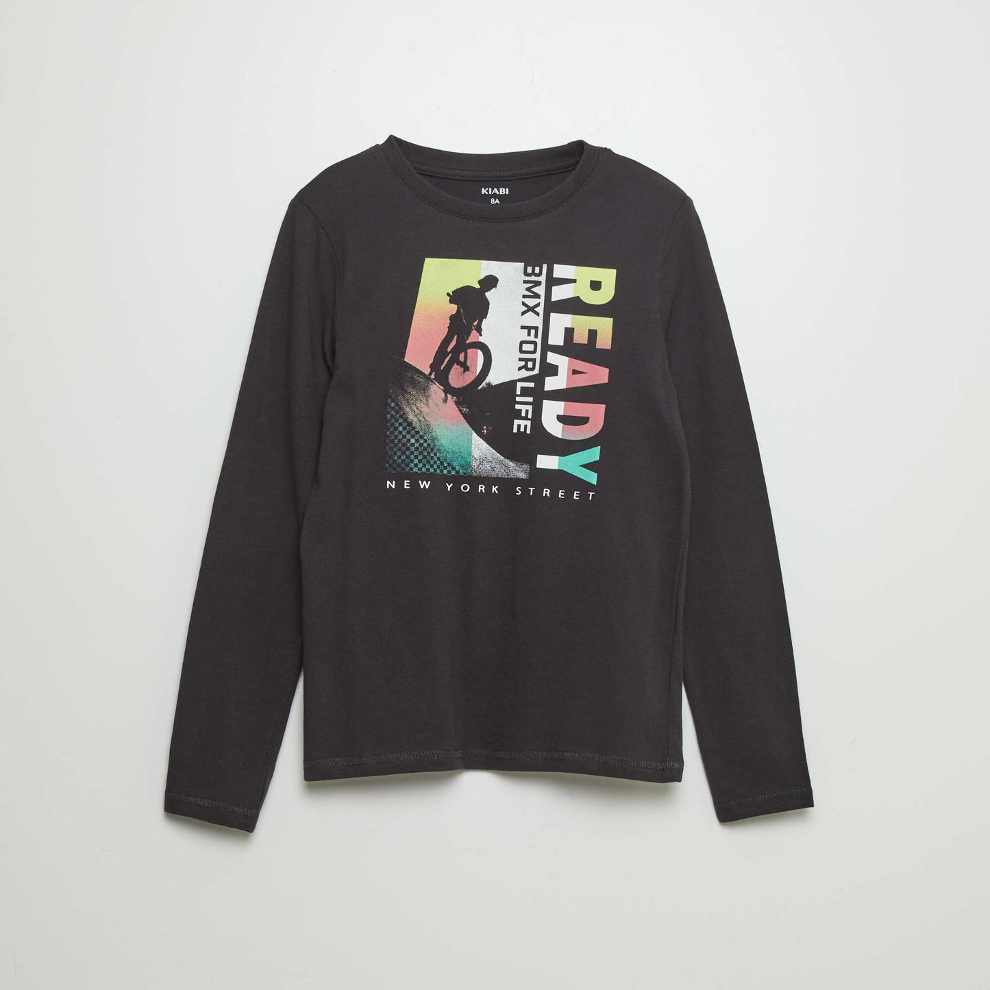 T-shirt en coton manches longues Noir