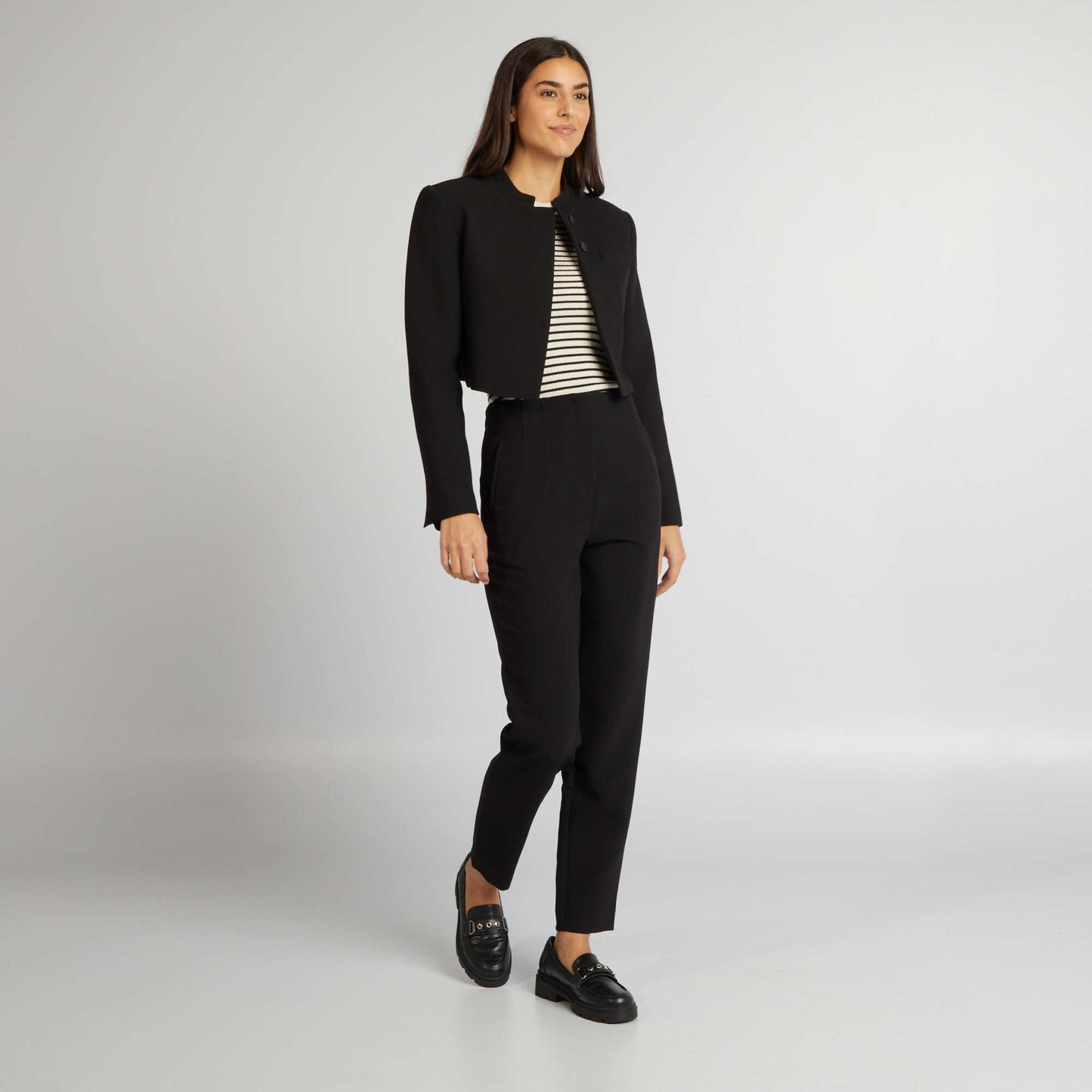 Pantalon droit taille haute noir