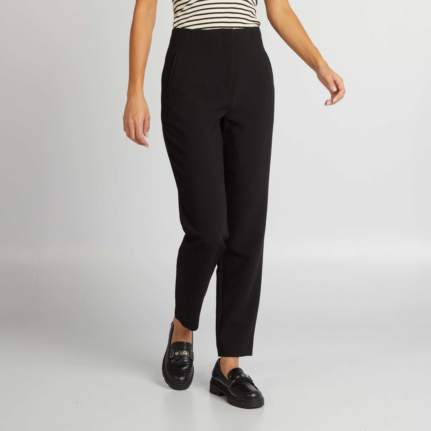 Pantalon droit taille haute noir