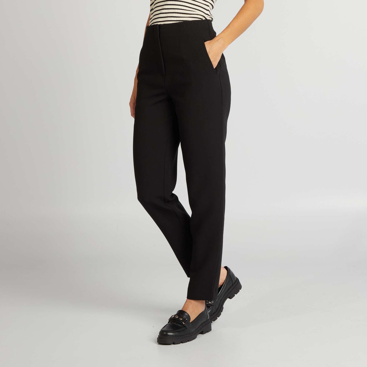 Pantalon droit taille haute noir