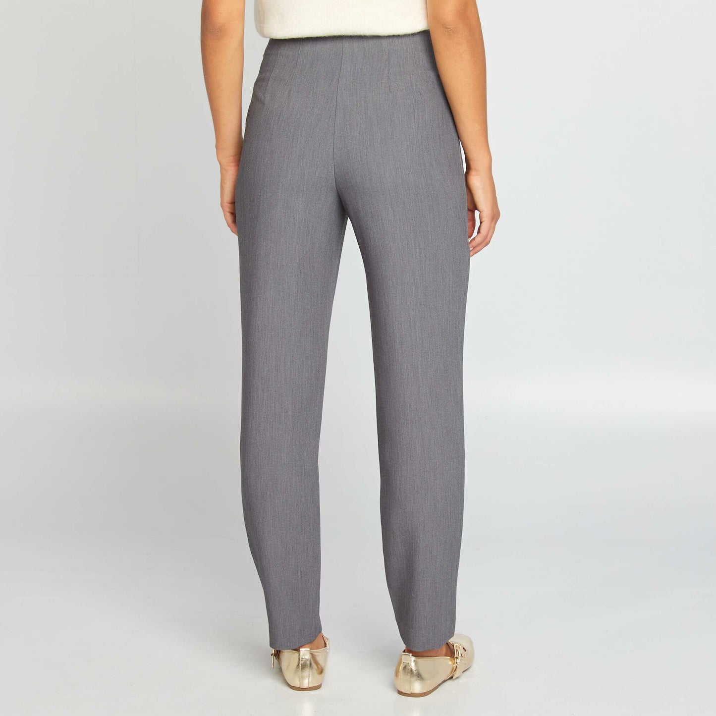 Pantalon droit taille haute Gris