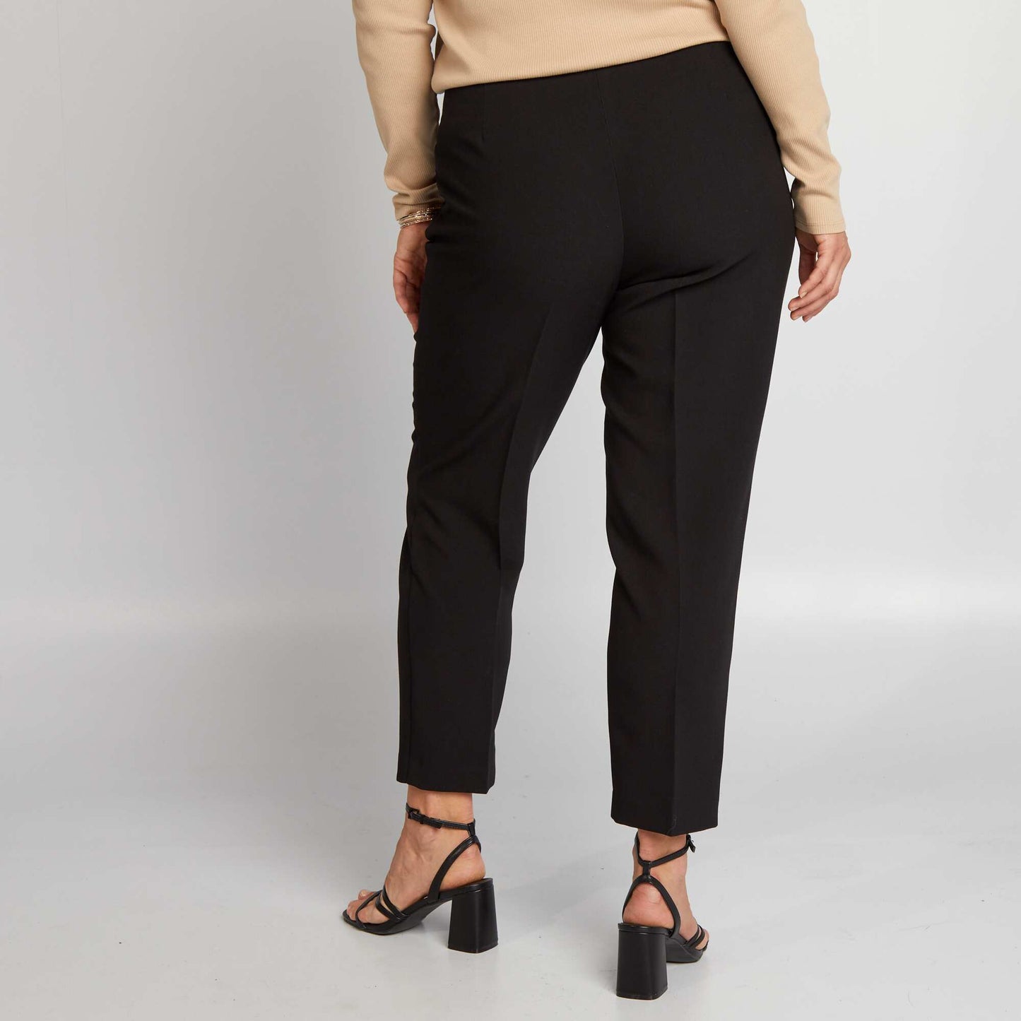 Pantalon cigarette taille haute noir