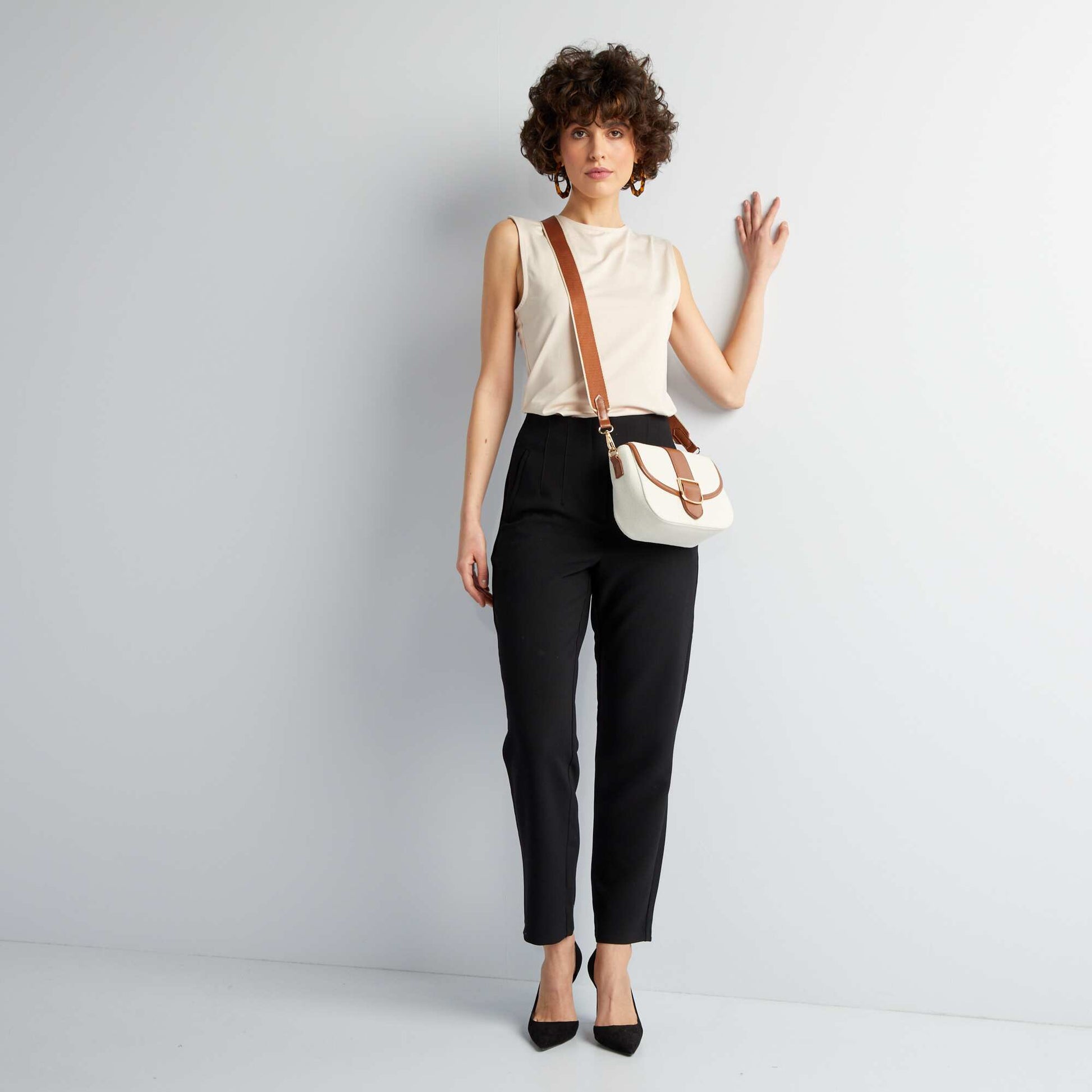 Pantalon droit taille haute noir