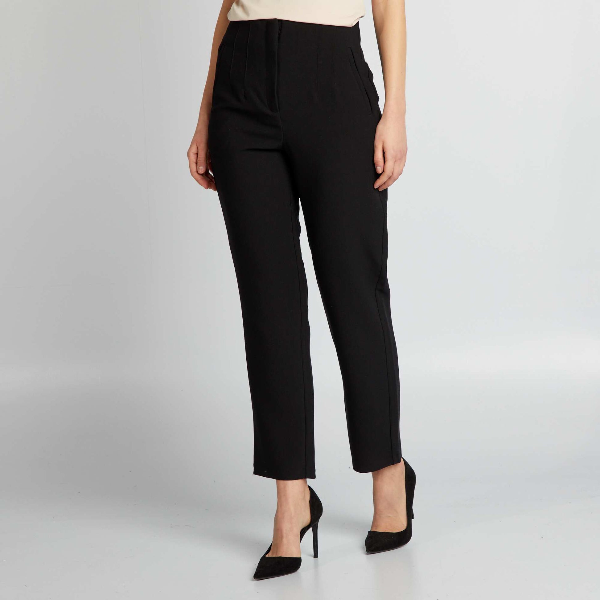 Pantalon droit taille haute noir