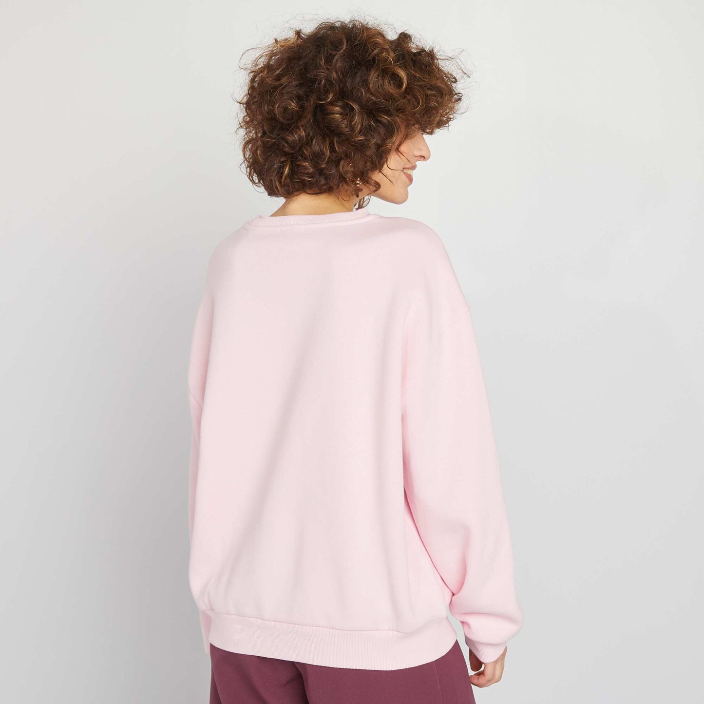 Sweat en molleton esprit campus Rose