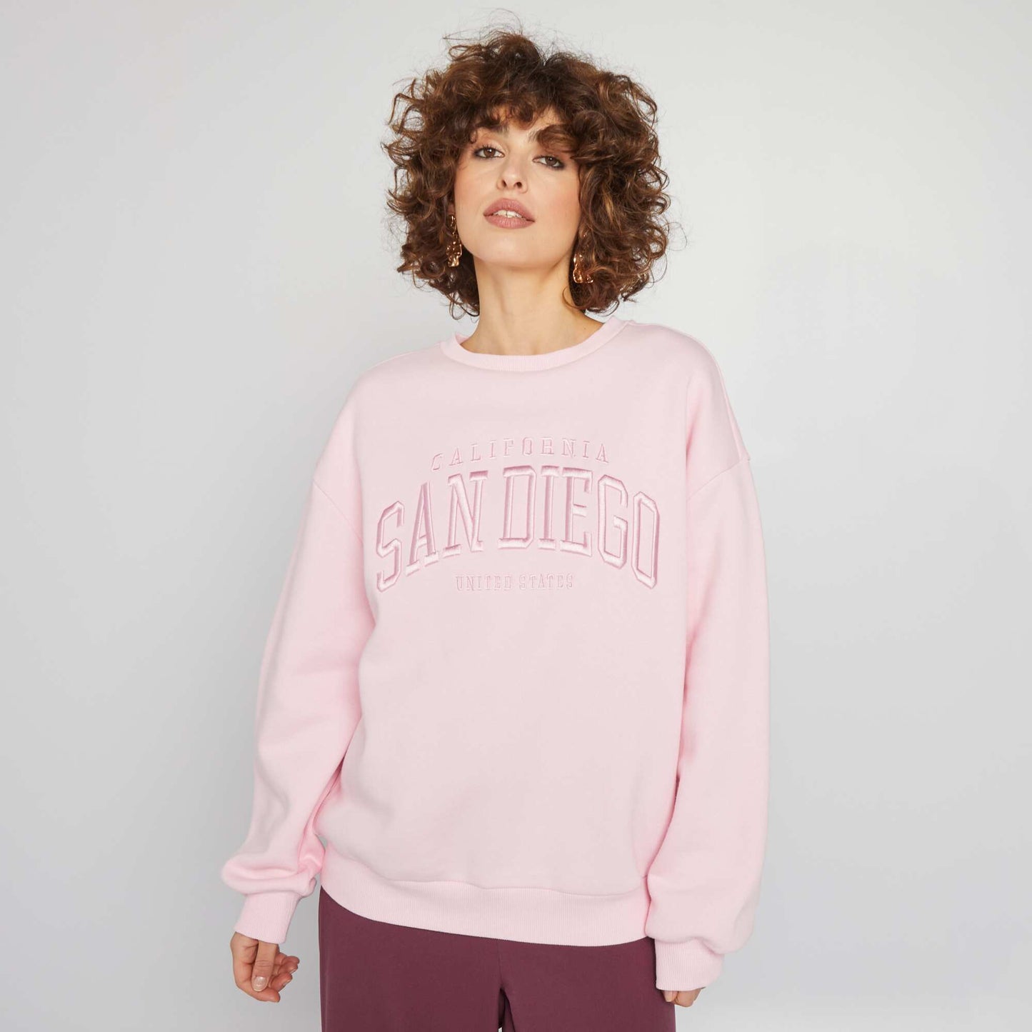 Sweat en molleton esprit campus Rose