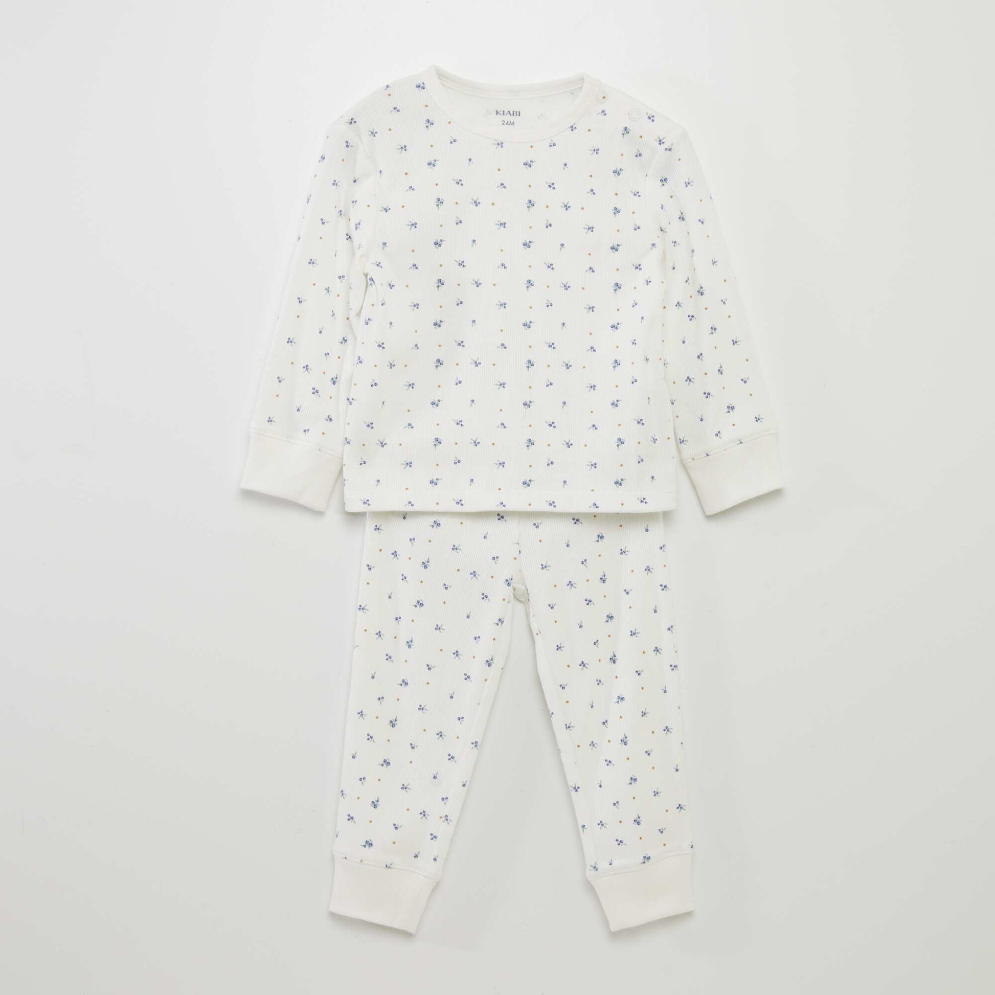 Ensemble pyjama c tel et imprim - 2 pi ces Blanc 'fleurs'