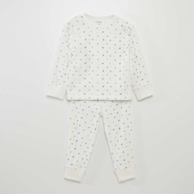 Ensemble pyjama c tel et imprim - 2 pi ces Blanc 'fleurs'