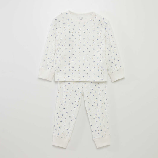 Ensemble pyjama c tel  et imprim  - 2 pi ces Blanc 'fleurs'