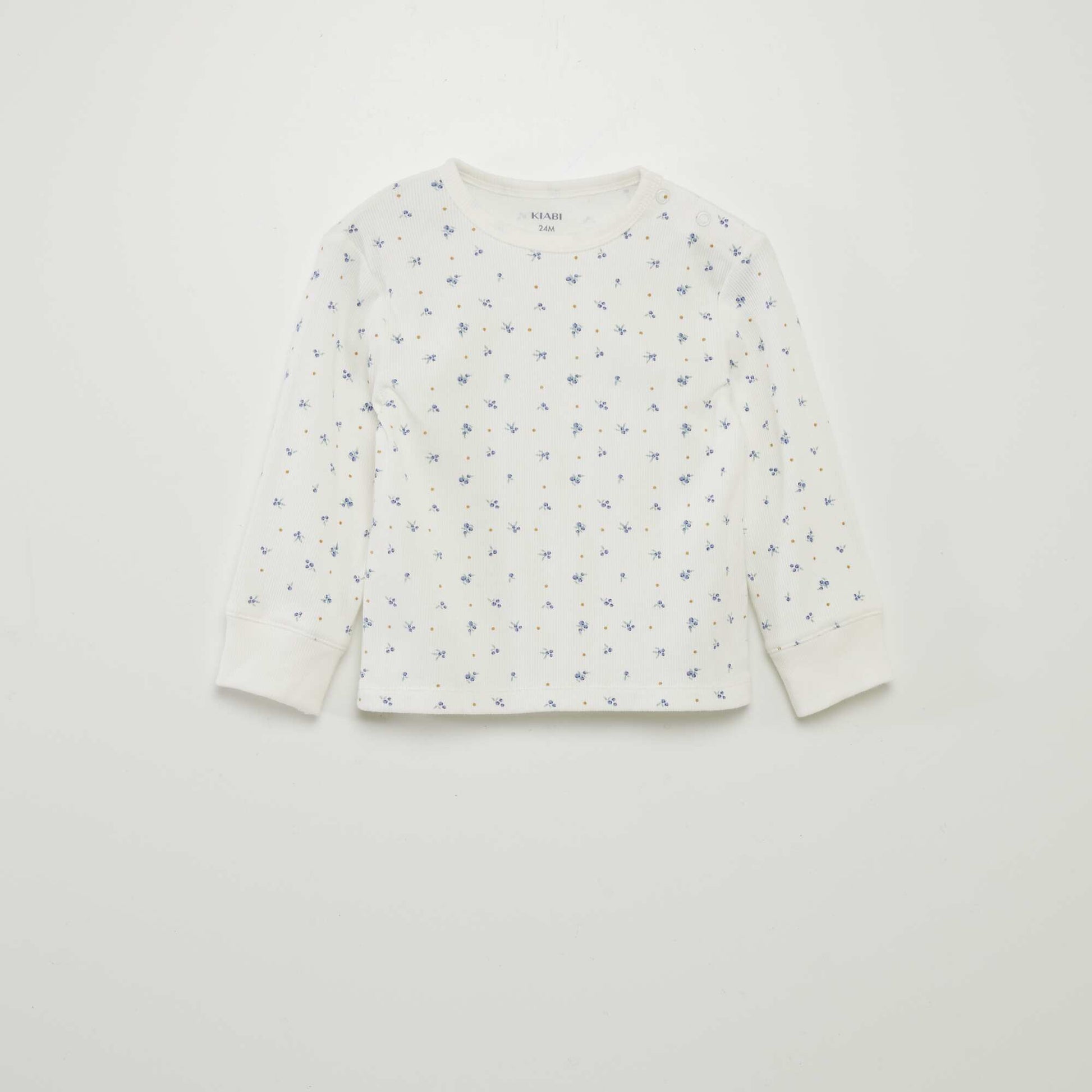 Ensemble pyjama c tel et imprim - 2 pi ces Blanc 'fleurs'