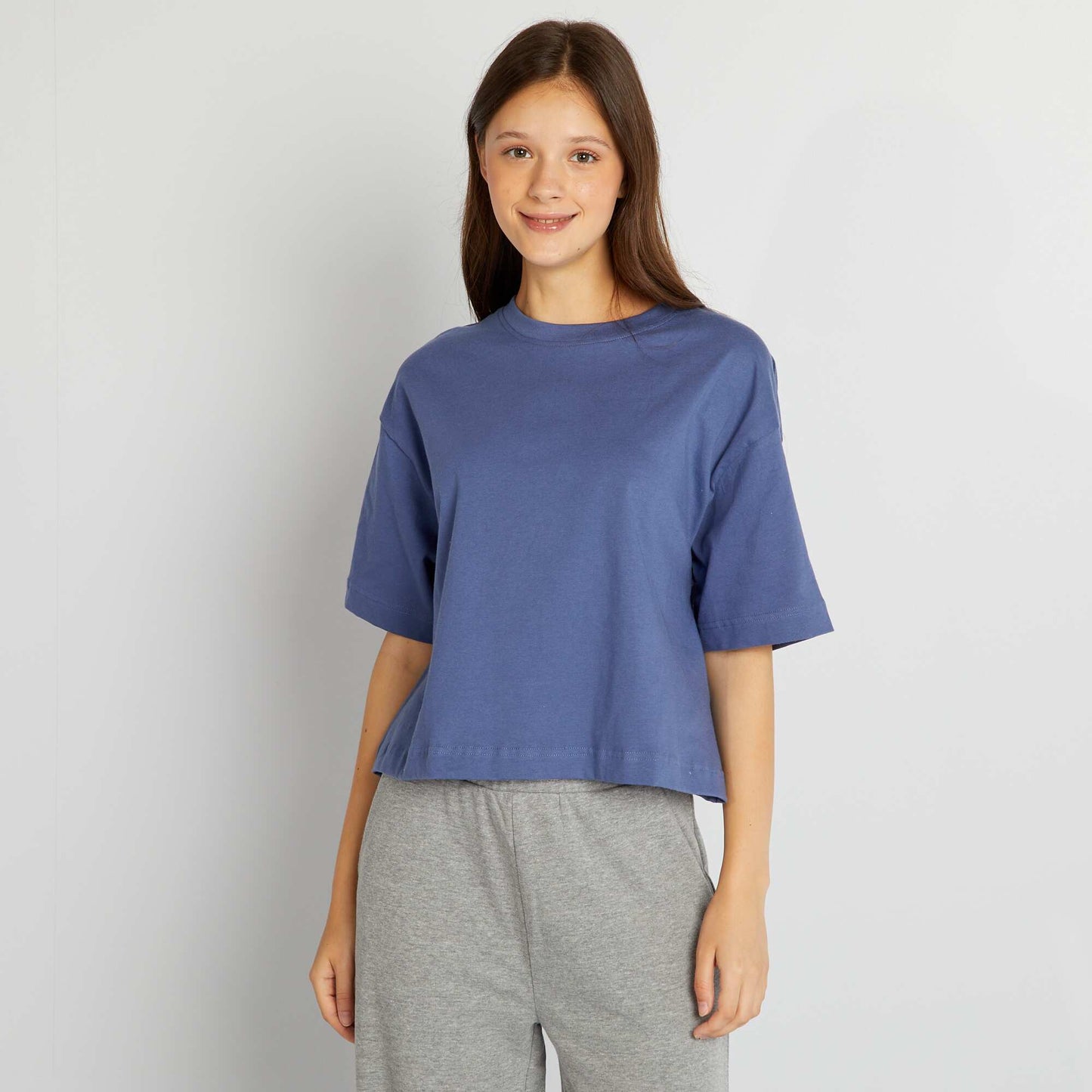 T-shirt large et cropped Bleu