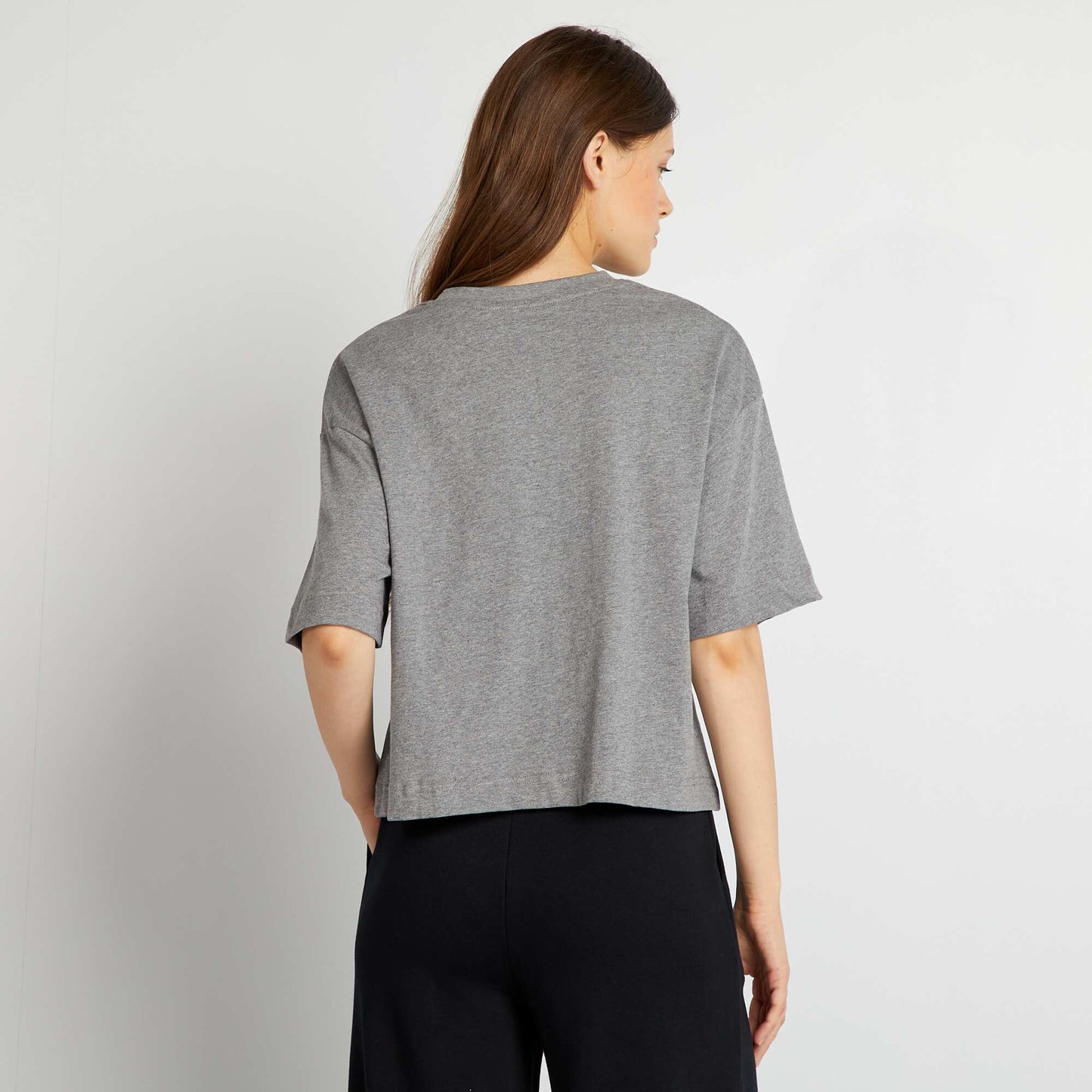 T-shirt large et cropped Gris