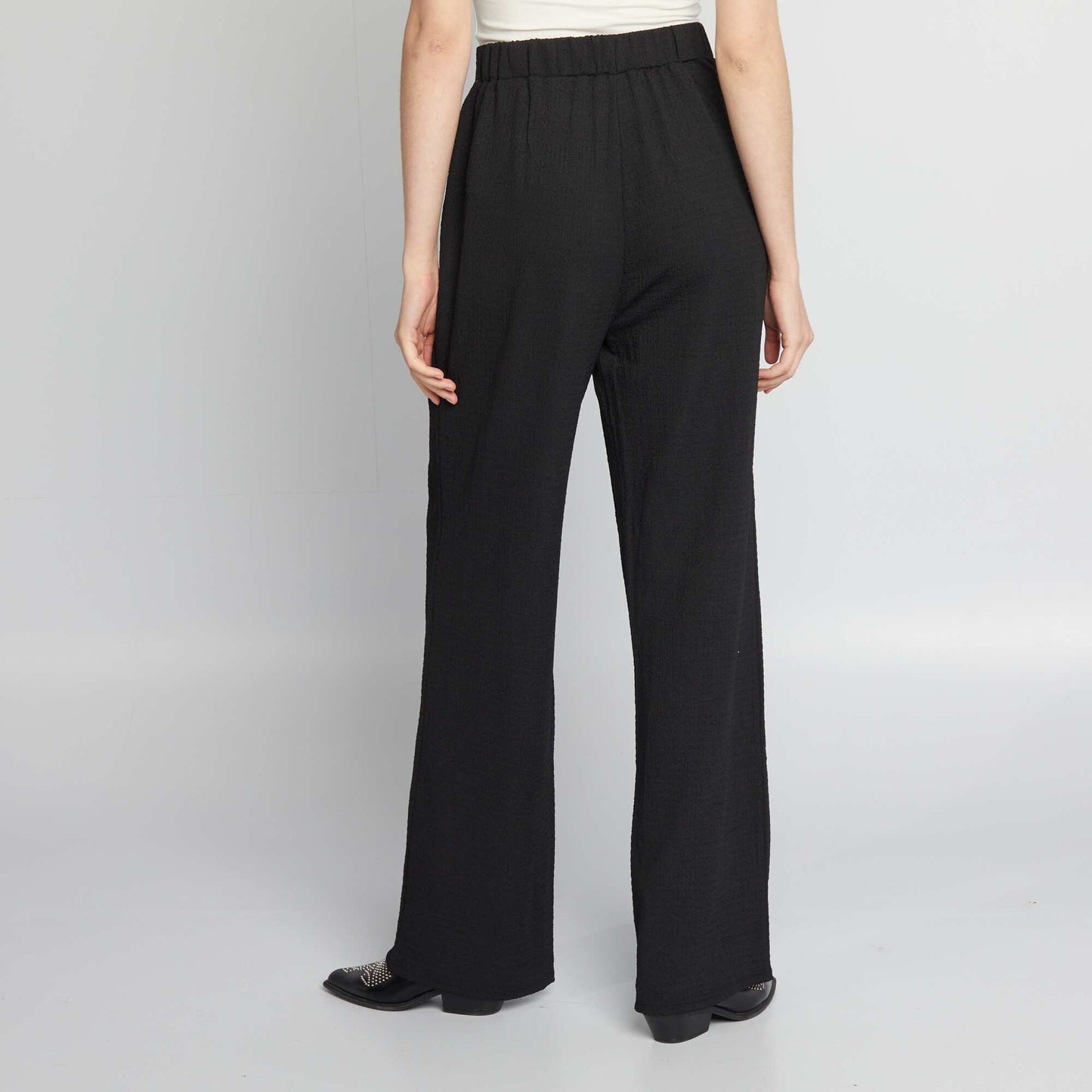 Pantalon large gaufr e noir